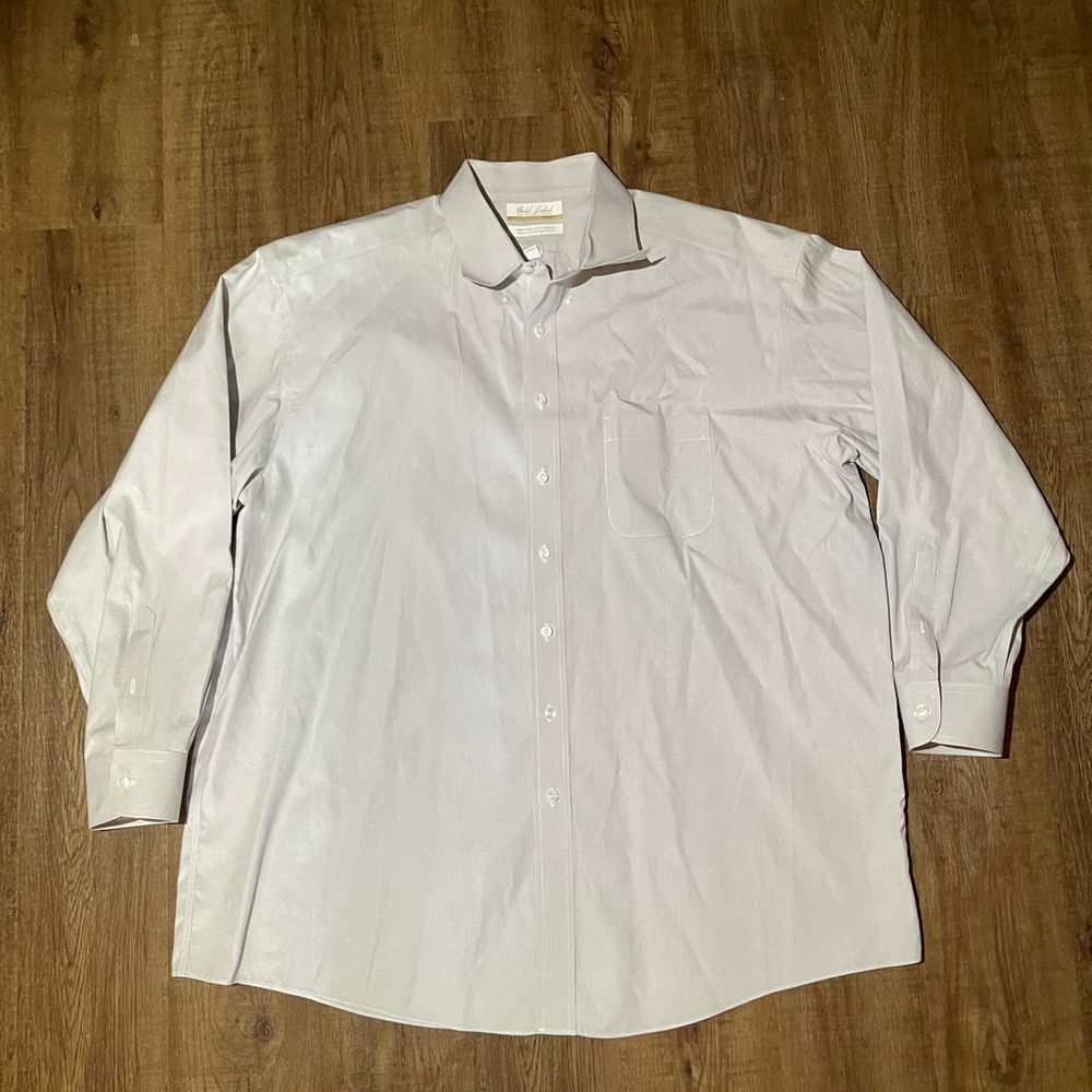 Gold Label, Blue and White Dress Shirt - 18/35 Xl-2X